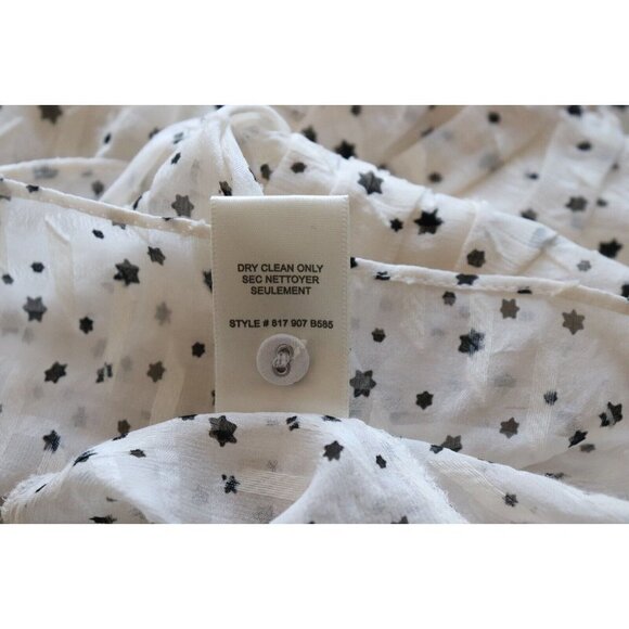 Rebecca Taylor Women's Size US6 Small Snow Combo White Black Star Blouse Tie Top - Picture 9 of 10